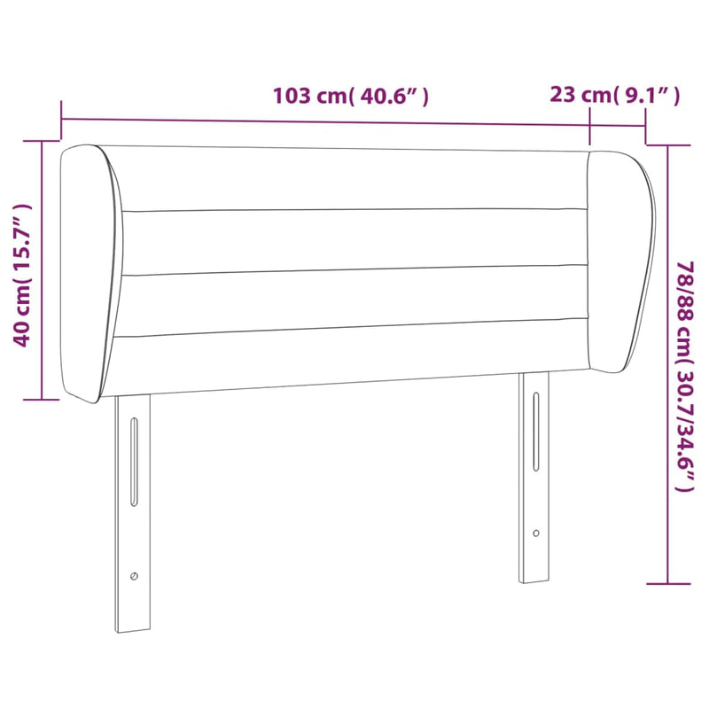 Headboard with Ears Dark Grey 103 cm Fabric