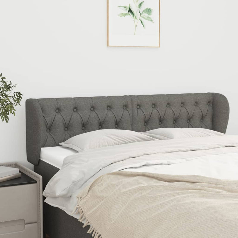 Headboard with Ears Dark Grey 163 cm Fabric