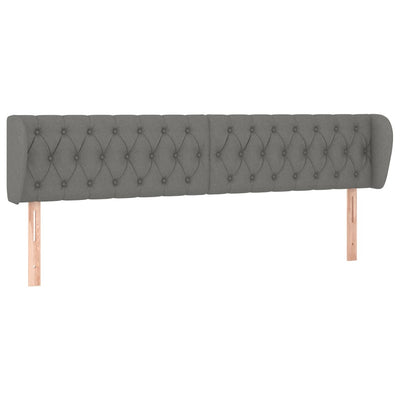 Headboard with Ears Dark Grey 203 cm Fabric