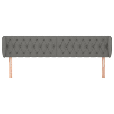 Headboard with Ears Dark Grey 203 cm Fabric