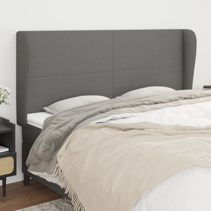 Headboard with Ears Dark Grey 163 cm Fabric