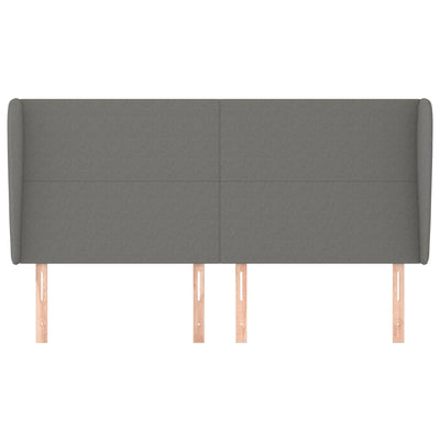 Headboard with Ears Dark Grey 203 cm Fabric