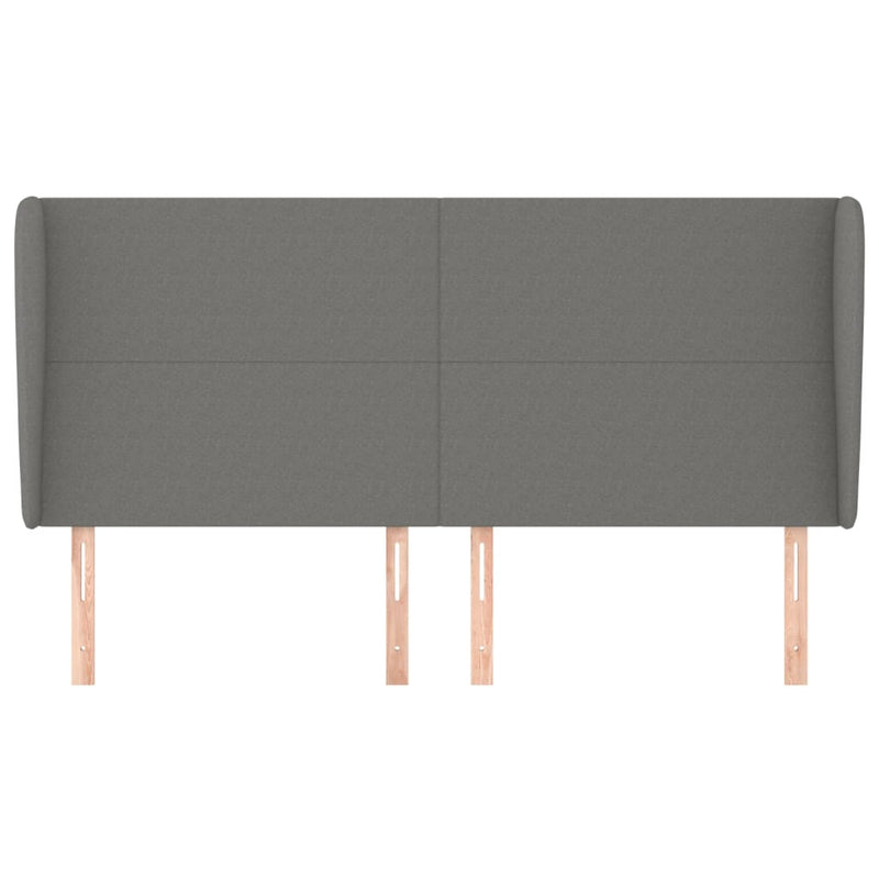 Headboard with Ears Dark Grey 203 cm Fabric