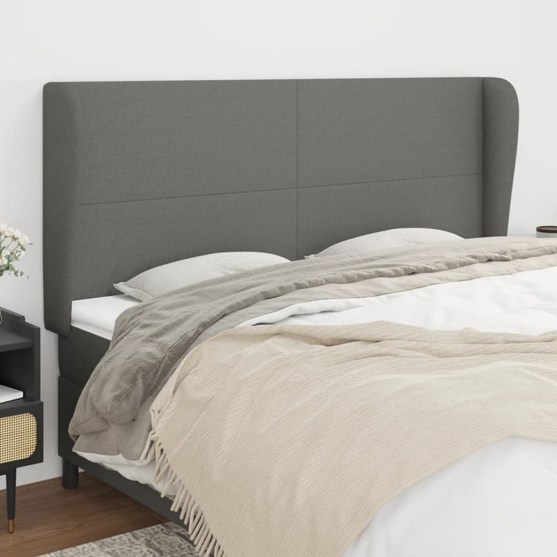 Headboard with Ears Dark Grey 203 cm Fabric