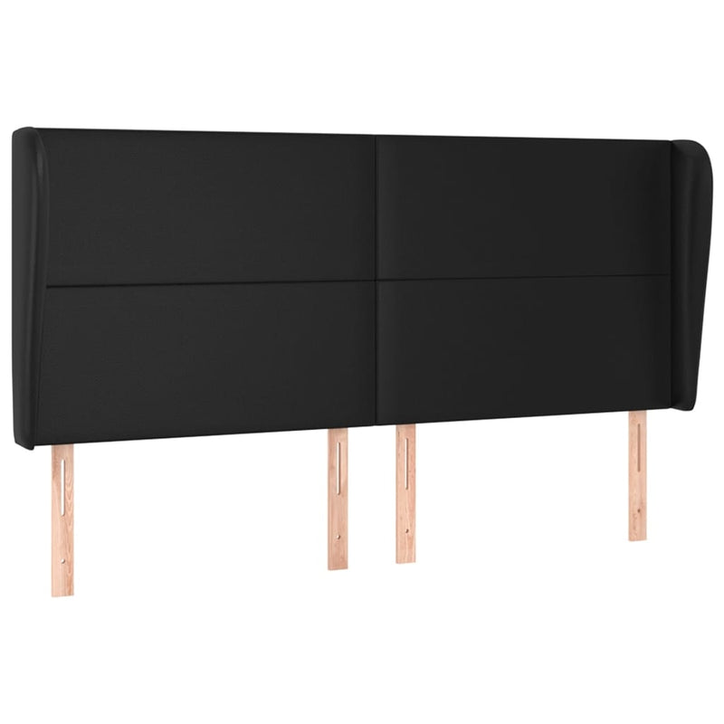 Headboard with Ears Black 163x23x118/128 cm Faux Leather