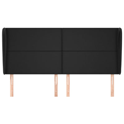 Headboard with Ears Black 163x23x118/128 cm Faux Leather