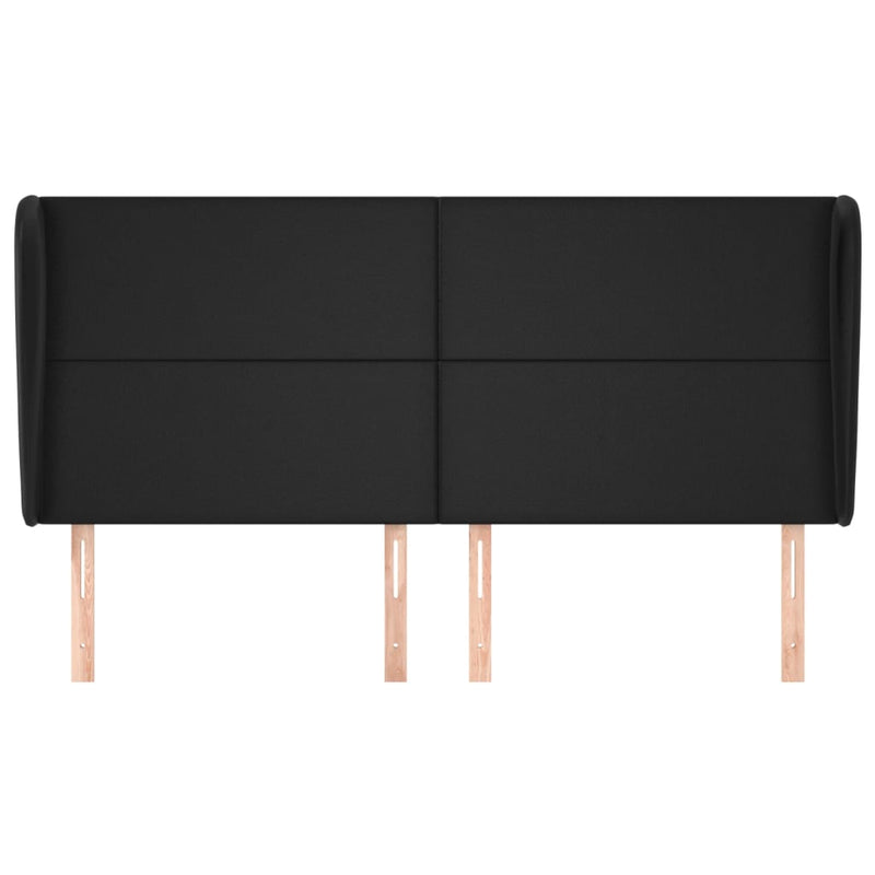 Headboard with Ears Black 163x23x118/128 cm Faux Leather