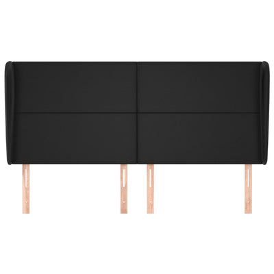 Headboard with Ears Black 203 cm Faux Leather