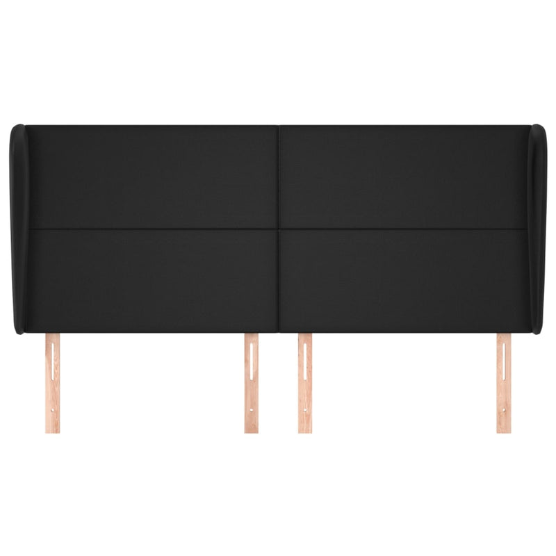 Headboard with Ears Black 203 cm Faux Leather