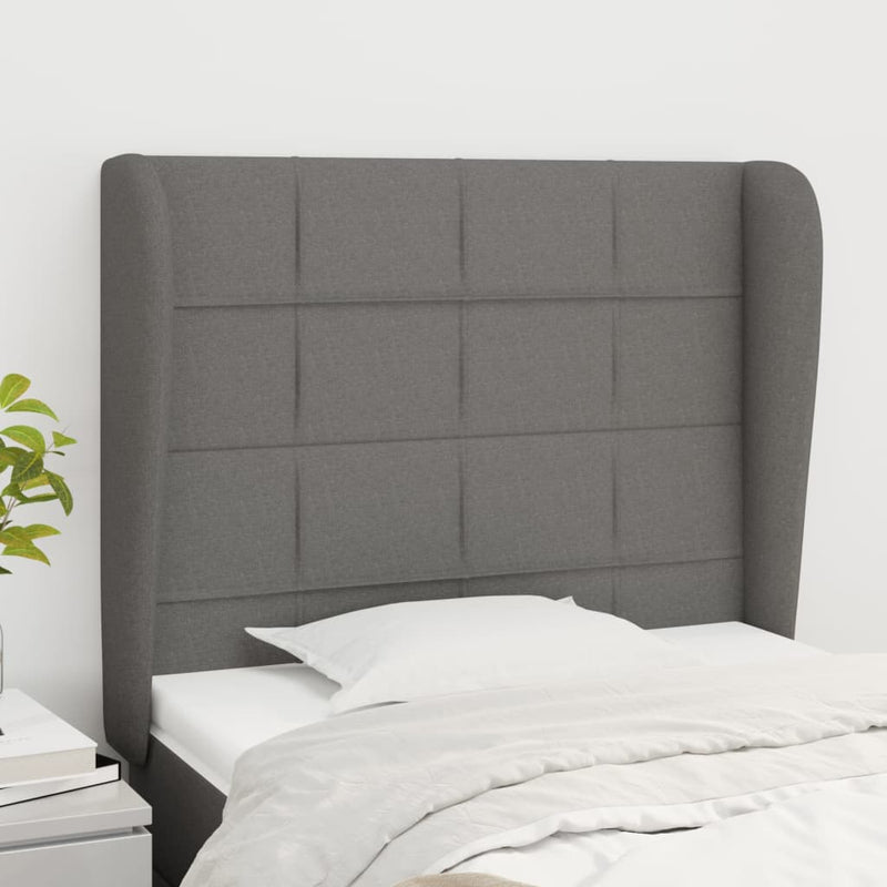 Headboard with Ears Dark Grey 83 cm Fabric