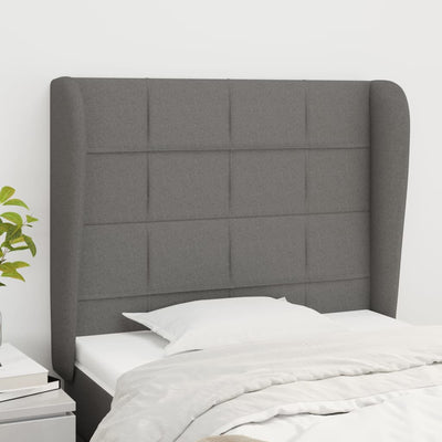 Headboard with Ears Dark Grey 103 cm Fabric