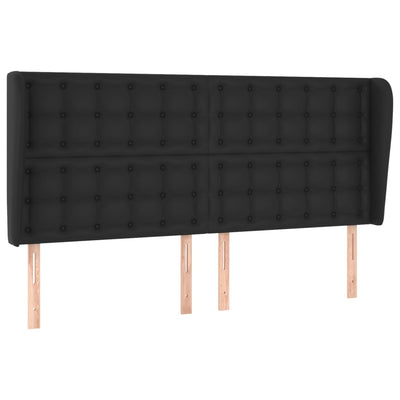 Headboard with Ears Black 163 cm Faux Leather