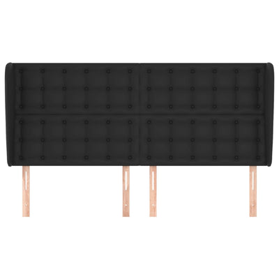 Headboard with Ears Black 163 cm Faux Leather