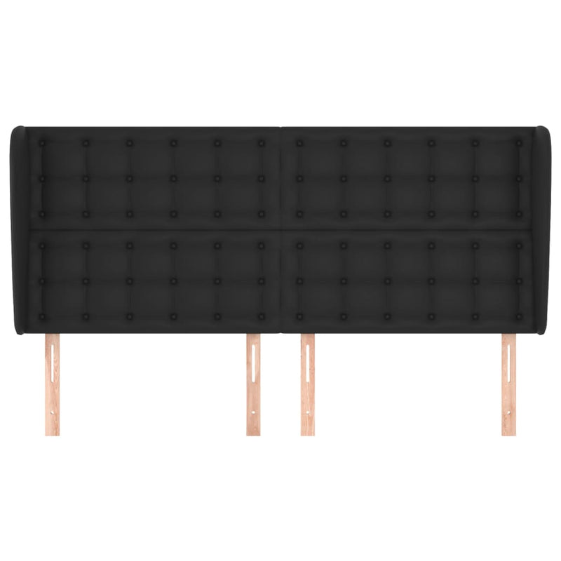 Headboard with Ears Black 163 cm Faux Leather