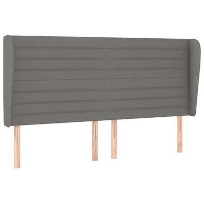 Headboard with Ears Dark Grey 203 cm Fabric