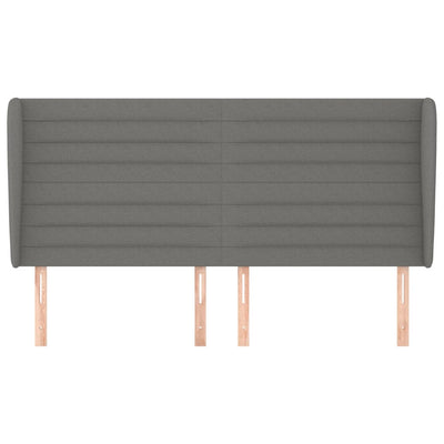 Headboard with Ears Dark Grey 203 cm Fabric