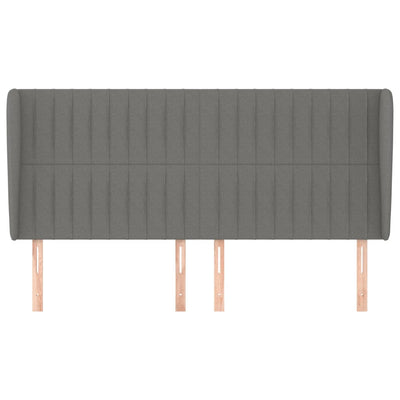 Headboard with Ears Dark Grey 163x23x118/128 cm Fabric