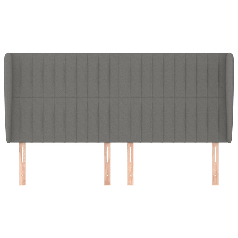 Headboard with Ears Dark Grey 163x23x118/128 cm Fabric