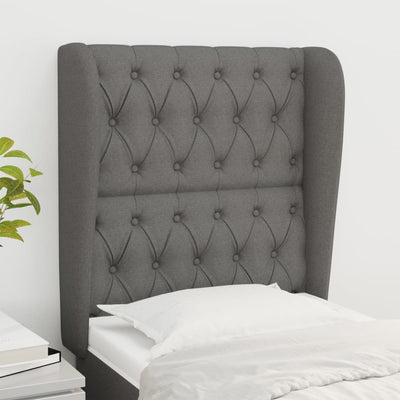 Headboard with Ears Dark Grey 83 cm Fabric