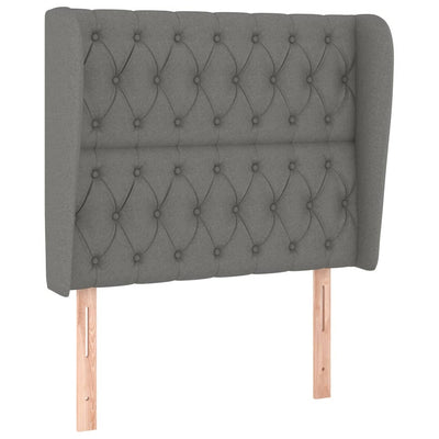 Headboard with Ears Dark Grey 103x23x118/128 cm Fabric