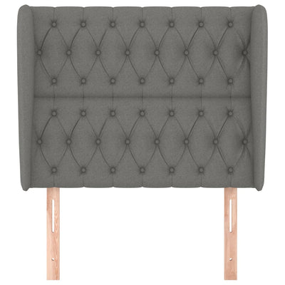 Headboard with Ears Dark Grey 103x23x118/128 cm Fabric