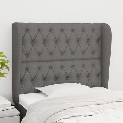 Headboard with Ears Dark Grey 103x23x118/128 cm Fabric