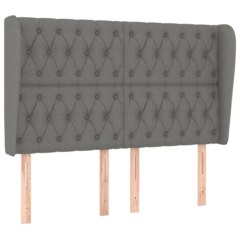 Headboard with Ears Dark Grey 163 cm Fabric