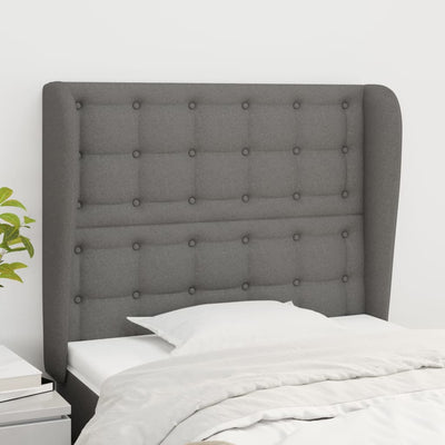 Headboard with Ears Dark Grey 103 cm Fabric