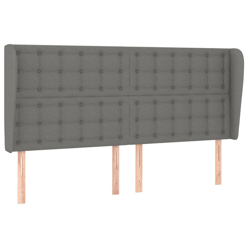 Headboard with Ears Dark Grey 163x23x118/128 cm Fabric