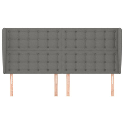 Headboard with Ears Dark Grey 163x23x118/128 cm Fabric