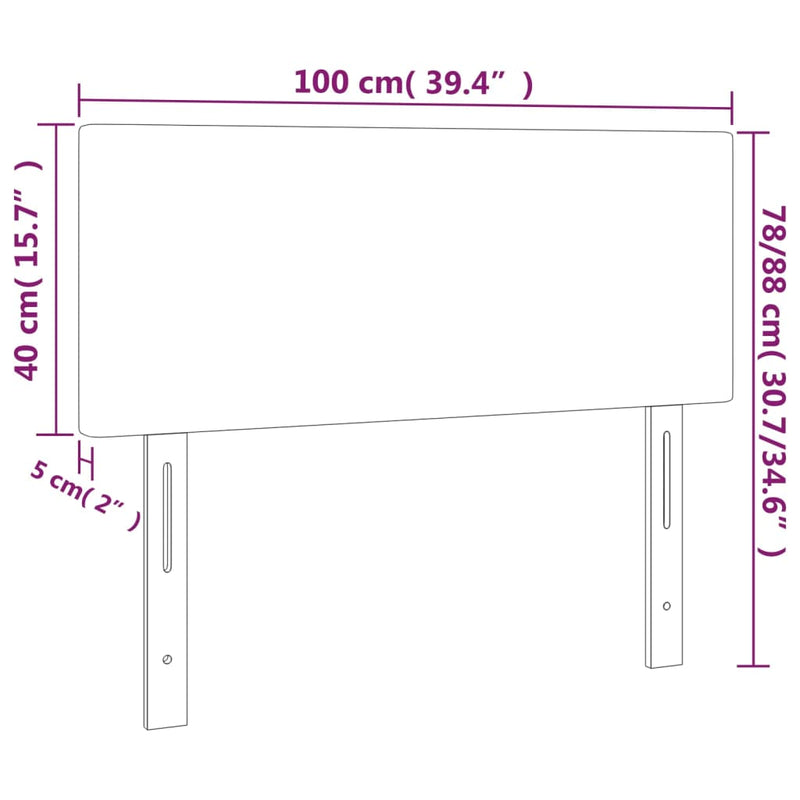 LED Headboard Dark Grey 100 cm Fabric