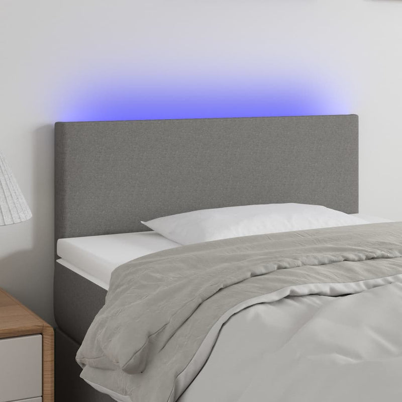 LED Headboard Dark Grey 100 cm Fabric