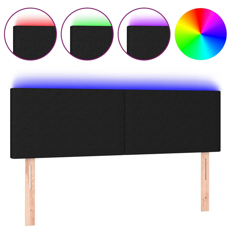 LED Headboard Black 144x5x78/88 cm Fabric