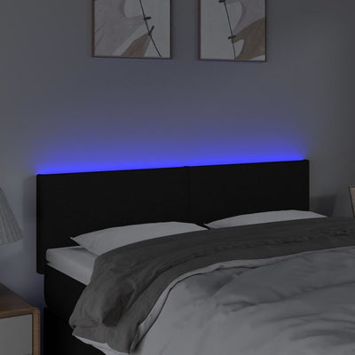 LED Headboard Black 144x5x78/88 cm Fabric