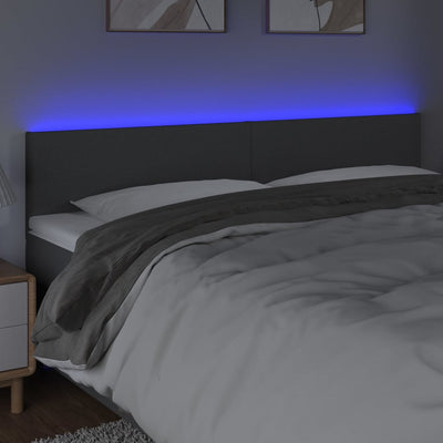 LED Headboard Dark Grey 160x5x78/88 cm Fabric