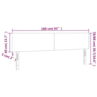 LED Headboard Dark Grey 160x5x78/88 cm Fabric