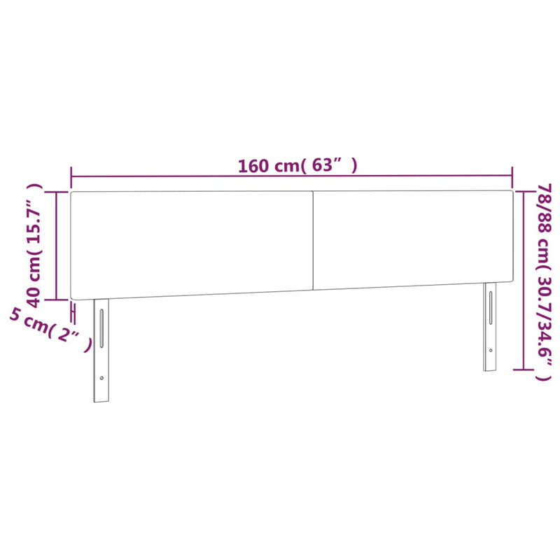 LED Headboard Dark Grey 160x5x78/88 cm Fabric