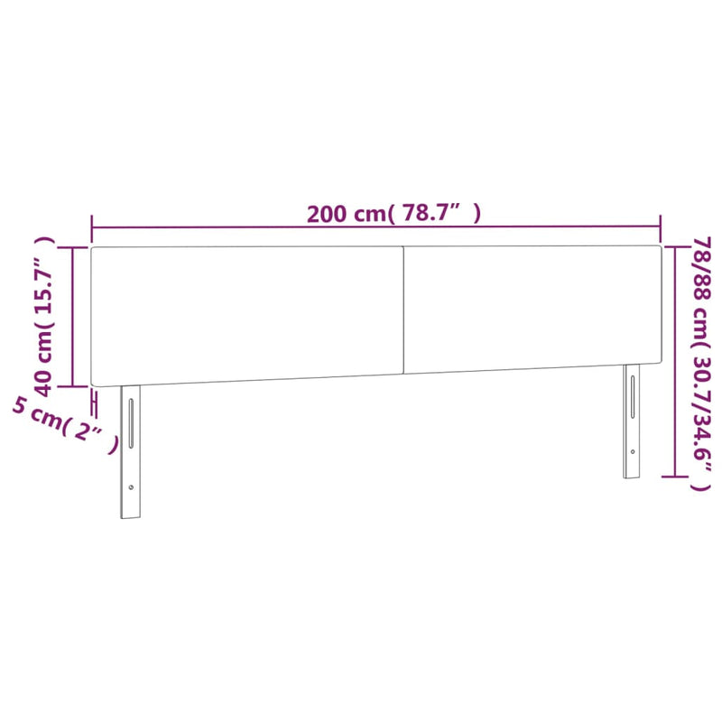 LED Headboard Dark Grey 200 cm Fabric