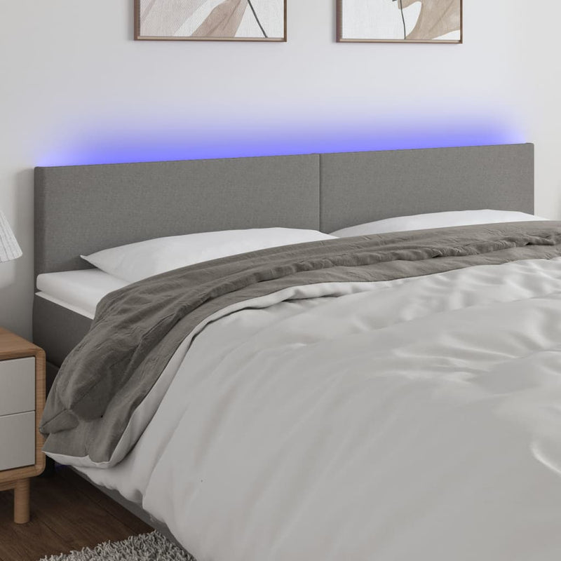 LED Headboard Dark Grey 200 cm Fabric