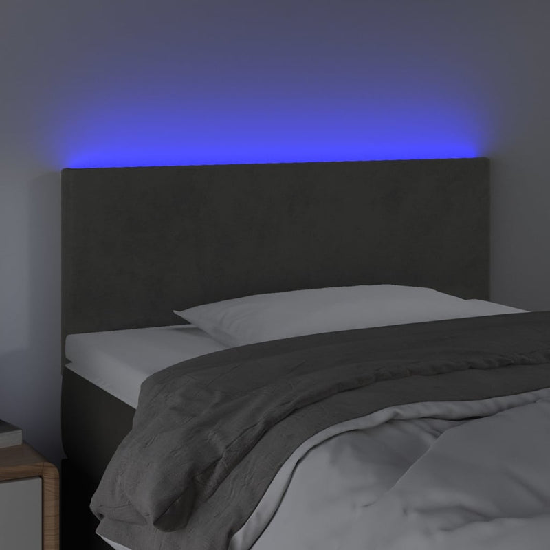 LED Headboard Dark Grey 100 cm Velvet