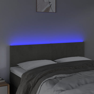 LED Headboard Dark Grey 144x5x78/88 cm Velvet