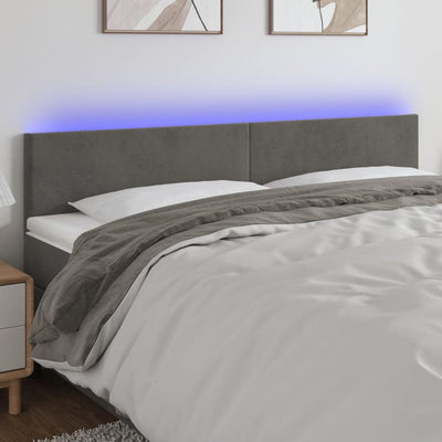 LED Headboard Dark Grey 200 cm Velvet