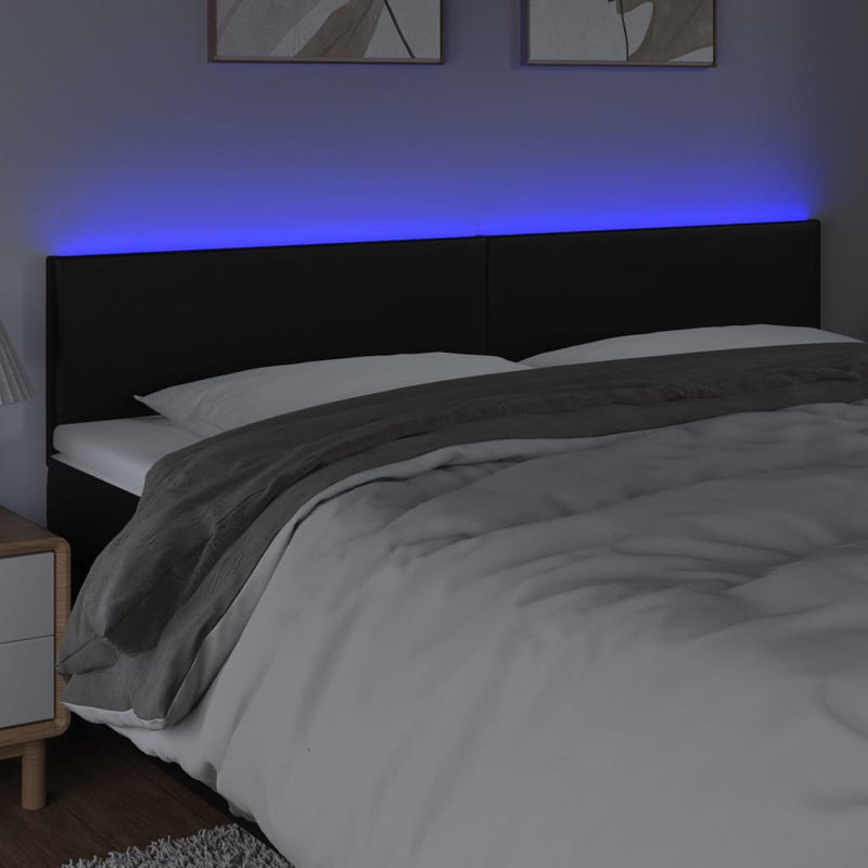 LED Headboard Black 160x5x78/88 cm Faux Leather