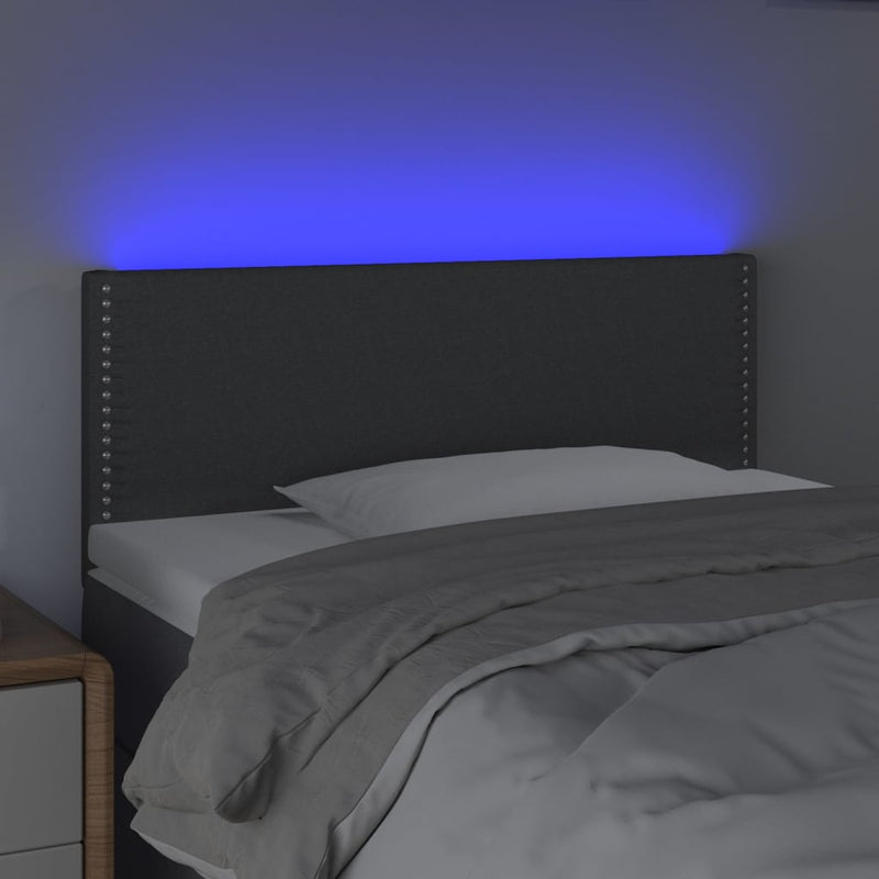 LED Headboard Dark Grey 100 cm Fabric