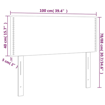 LED Headboard Dark Grey 100 cm Fabric