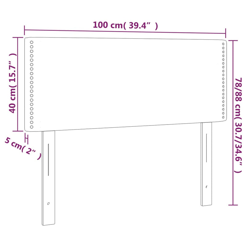 LED Headboard Dark Grey 100 cm Fabric