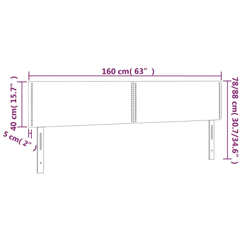 LED Headboard Dark Grey 160 cm Fabric