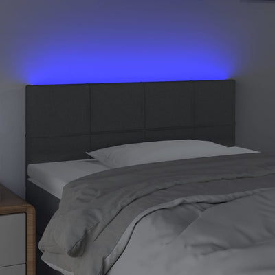 LED Headboard Dark Grey 100x5x78/88 cm Fabric