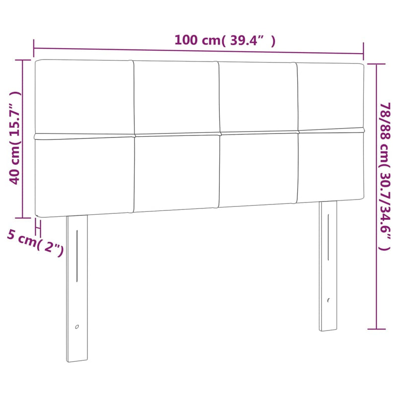 LED Headboard Dark Grey 100x5x78/88 cm Fabric