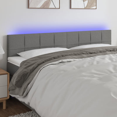 LED Headboard Dark Grey 200 cm Fabric